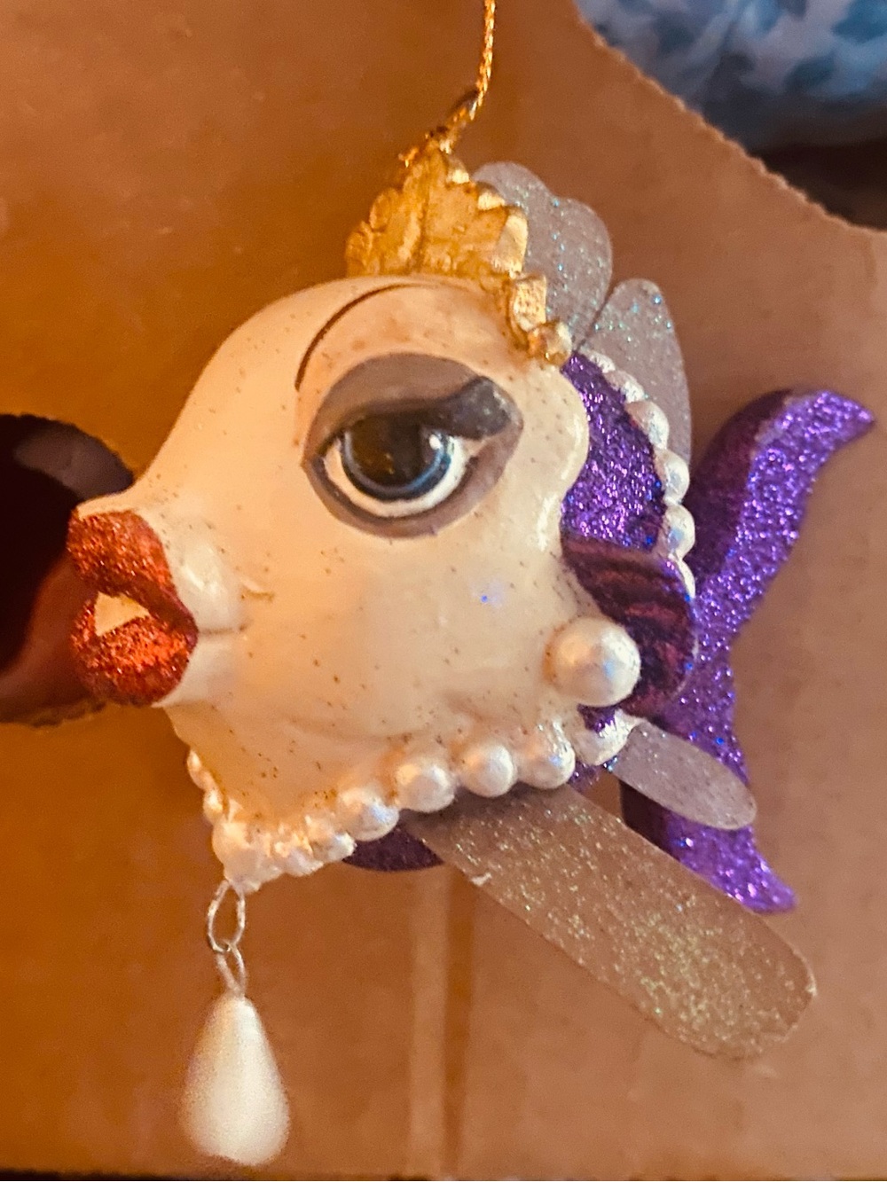 Katherine’s Collection Kissing Fish Ornament Sparkly Purple and Red